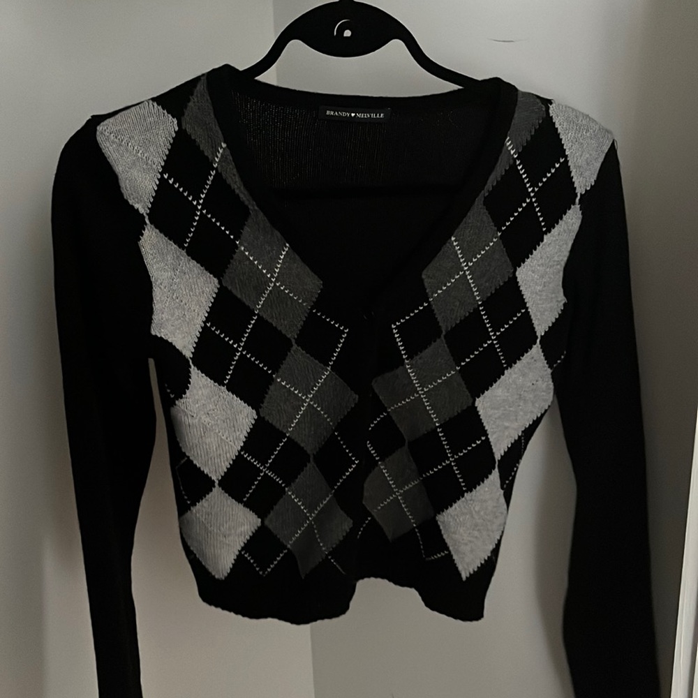 one-size Brandy Melville checkered cardigan